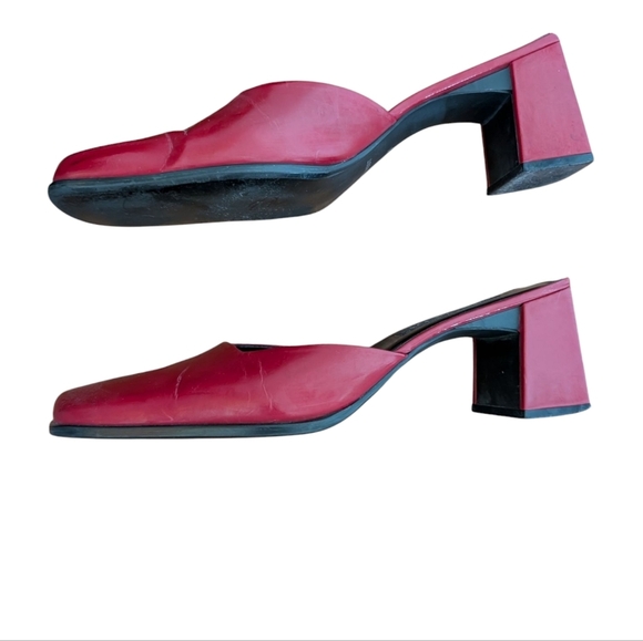 Nine West Virginia Y2K 90s Red Women's Block Heel Mules sz 10 - Picture 1 of 8